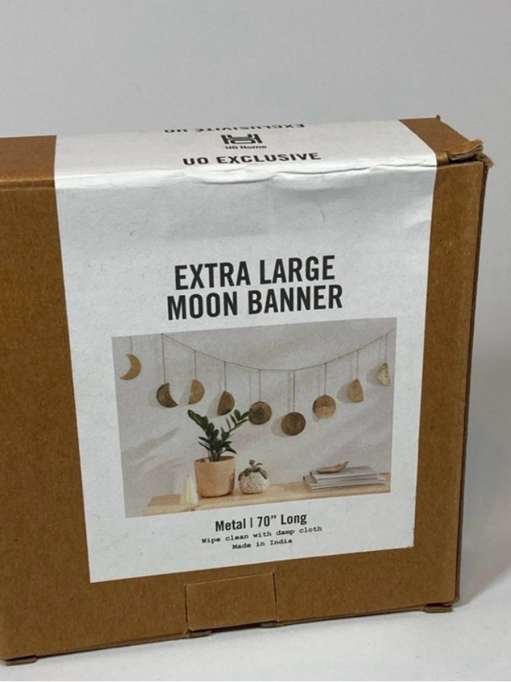 NIB Urban Outfitters Extra Large Moon Phase Banner Brass Gold Garland Decor 70"